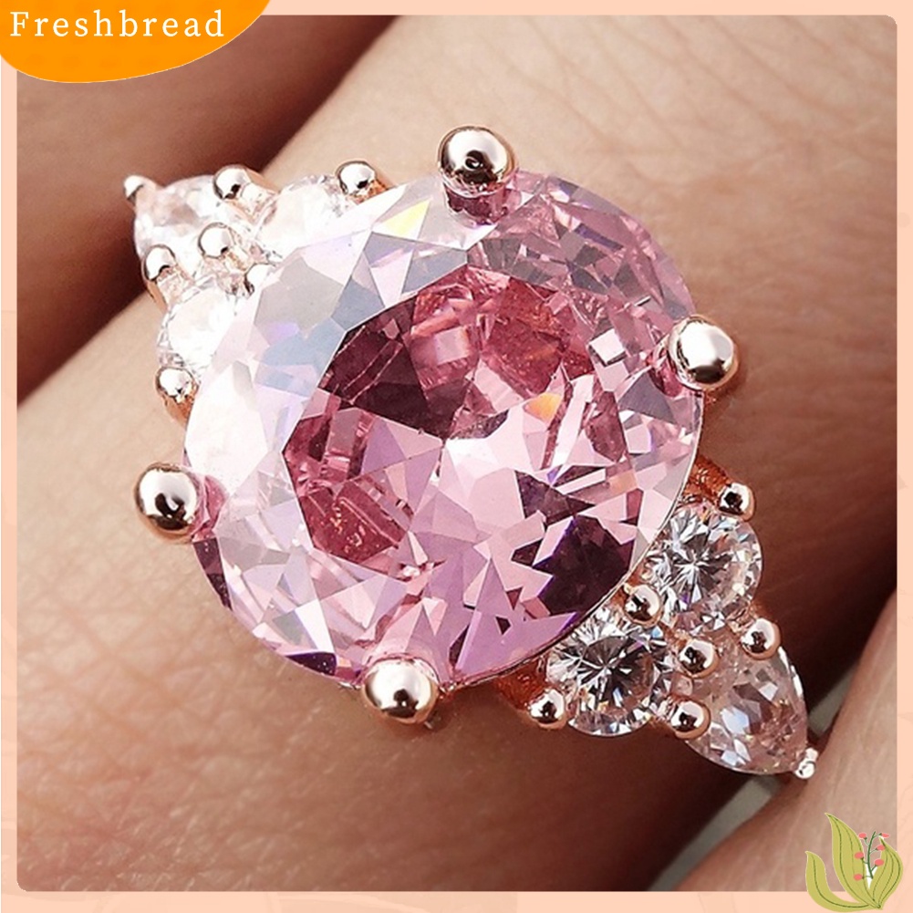 &lt; Freshbread &gt; Fashion Wanita Bulat Berlian Imitasi Jari Cincin Perhiasan Pernikahan Hadiah Hari Valentine