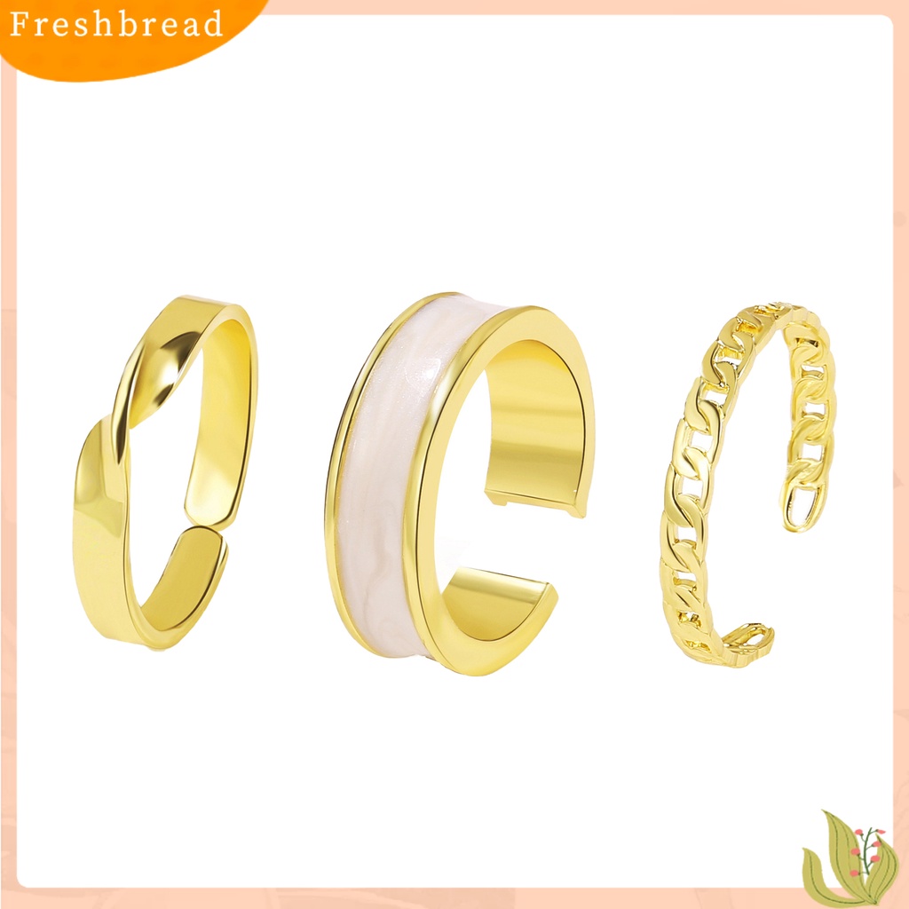 &lt; Freshbread &gt; 3Pcs/Set Cincin Jari Cincin Wanita Halus Terbuka Menawan Mengkilap Dapat Disesuaikan Untuk Pacaran