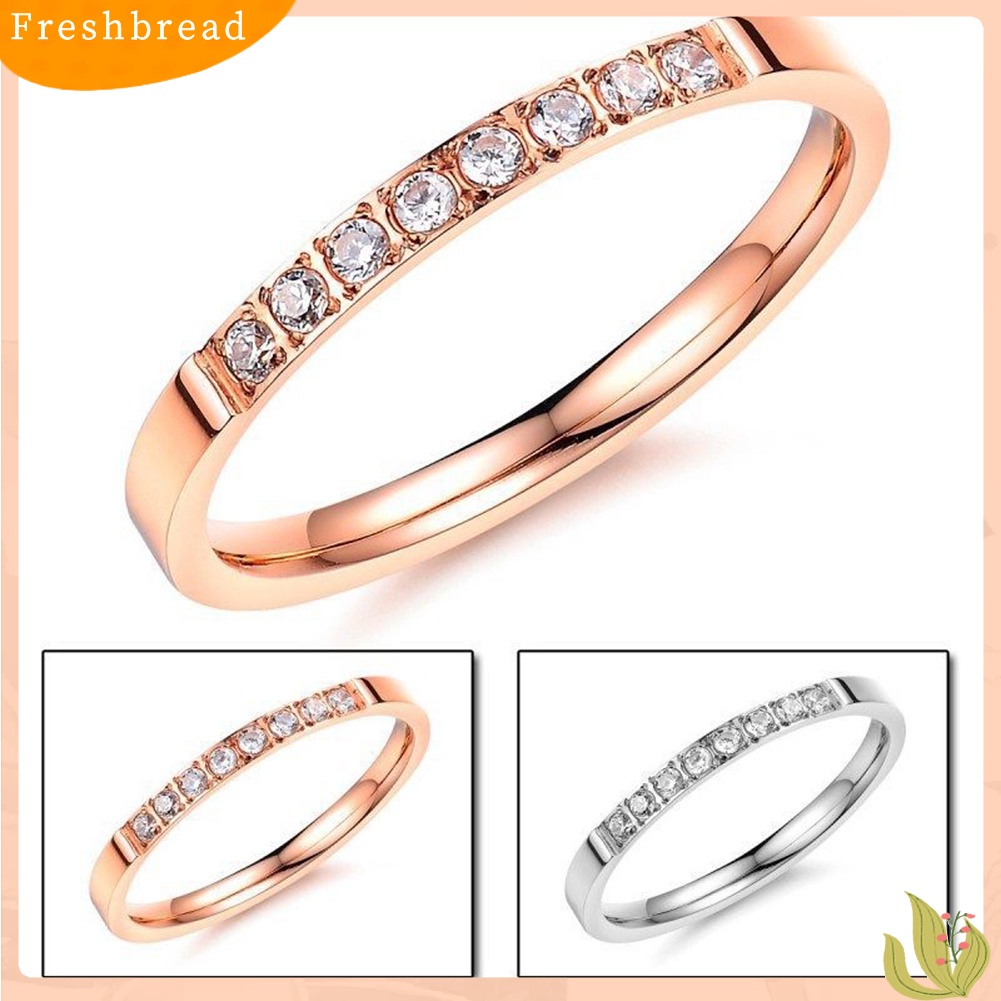 &lt; Freshbread &gt; Bling Baris Tunggal Berlian Imitasi Fashion Wanita Jari Cincin Pernikahan Pertunangan Perhiasan