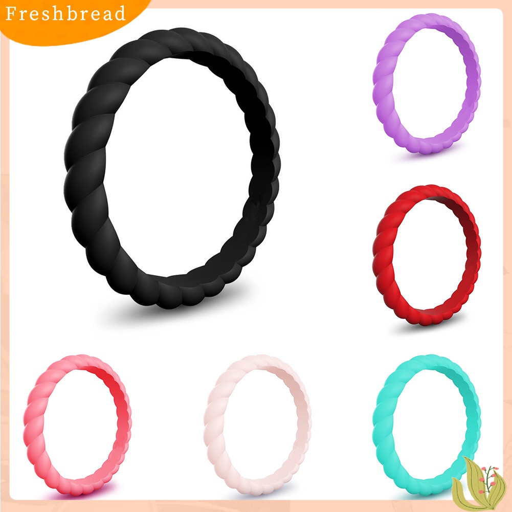 &lt; Freshbread &gt; 1Pc Fashion Hadiah Unisex Olahraga Kebugaran Gym Fleksibel Silikon Twist Ring Band