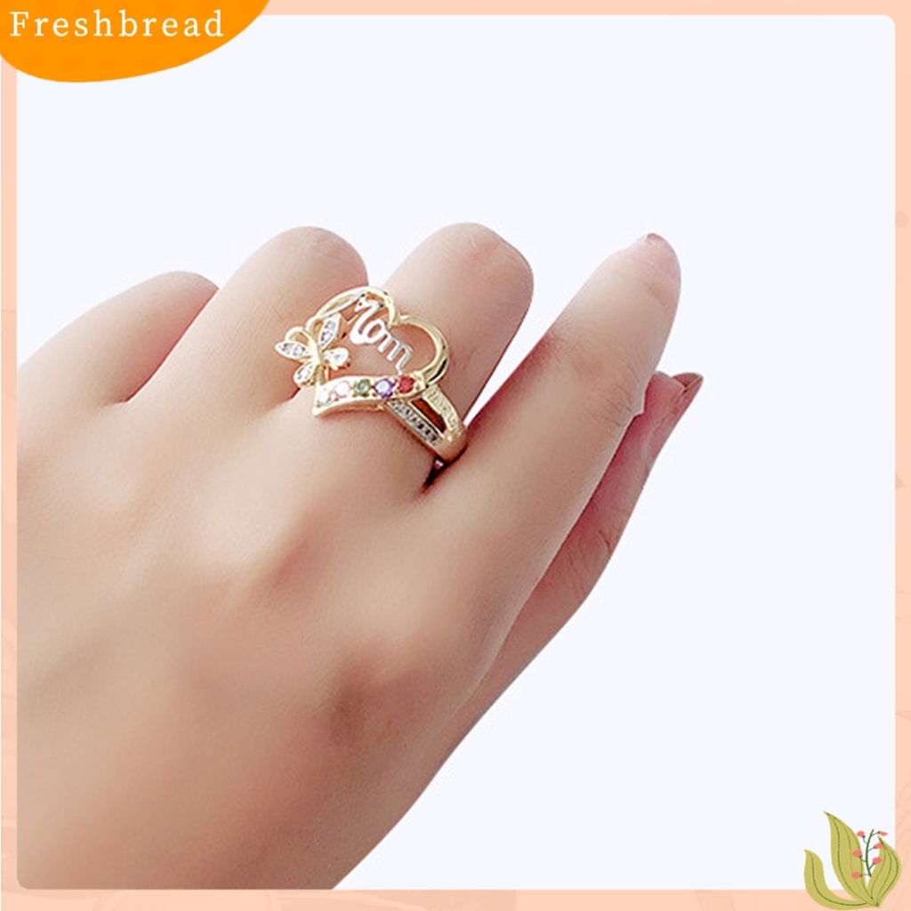 &lt; Freshbread &gt; Cincin Jari Berlian Imitasi Bentuk Hati Perhiasan Good-looking Women Ring Untuk Ibu