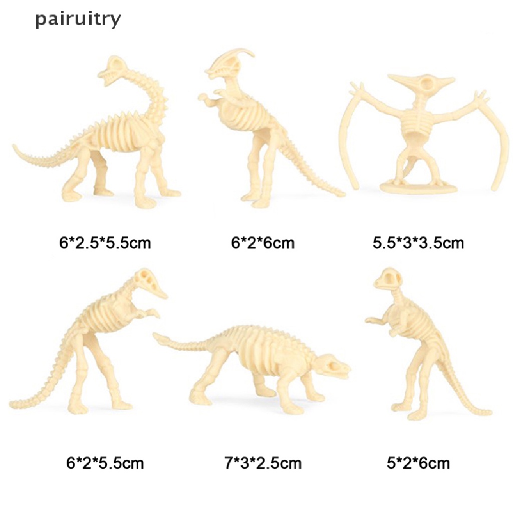 Prt 12pcs Mainan Dinosaurus Model Simulasi Kerangka Fosil Set Mini Action Figure PRT