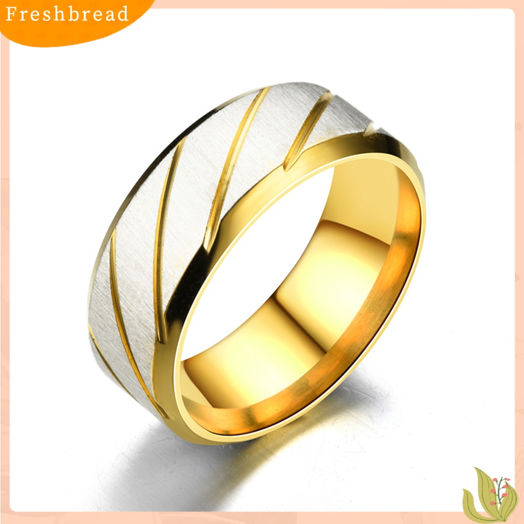 &lt; Freshbread &gt; Cincin Couple Pola Twill All-match Pengerjaan Halus Stainless Steel Geometris Mengkilap Unisex Rings Untuk Tunangan