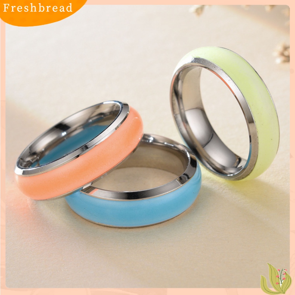 &lt; Freshbread &gt; Mode Sederhana Unisex Bercahaya Warna Solid Cincin Bersinar Perhiasan Aksesori