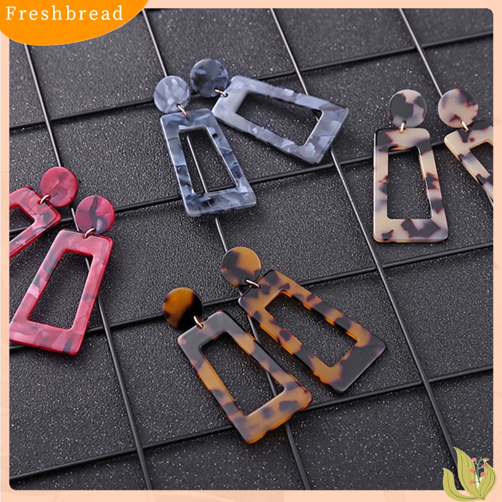 &lt; Freshbread &gt; Fashion Berongga Persegi Panjang Pernyataan Wanita Geometris Stud Earrings Perhiasan Hadiah