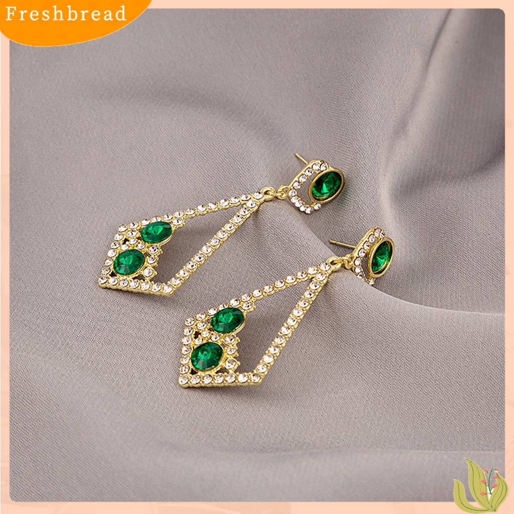 &lt; Freshbread &gt; 1pasang Anting Menjuntai Berongga Keluar Berlian Imitasi Perhiasan Bersinar Permata Imitasi Drop Earrings Untuk Pernikahan