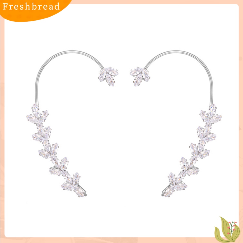 &lt; Freshbread &gt; 1Pc Klip Anting Tanpa Tindik Mewah Temperamen Geometris High Gloss Hiasan Telinga Tahan Luntur Sederhana Berkilau Berlian Imitasi Daun Telinga Manset Perhiasan Aksesoris