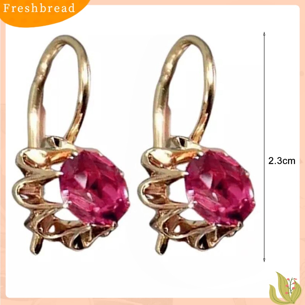 &lt; Freshbread &gt; 1pasang Anting Hoop Shiny Besar Berlian Imitasi Perhiasan Temperamen Tahan Lama Menjuntai Anting Hadiah Ulang Tahun