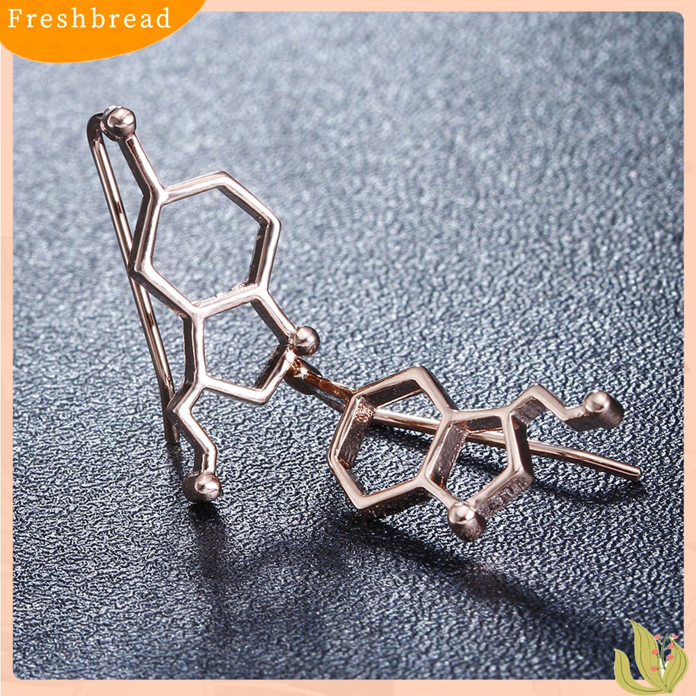 &lt; Freshbread &gt; Wanita Sederhana Molekul Serotonin Bentuk Telinga Pendaki Anting Crawler Perhiasan Hadiah