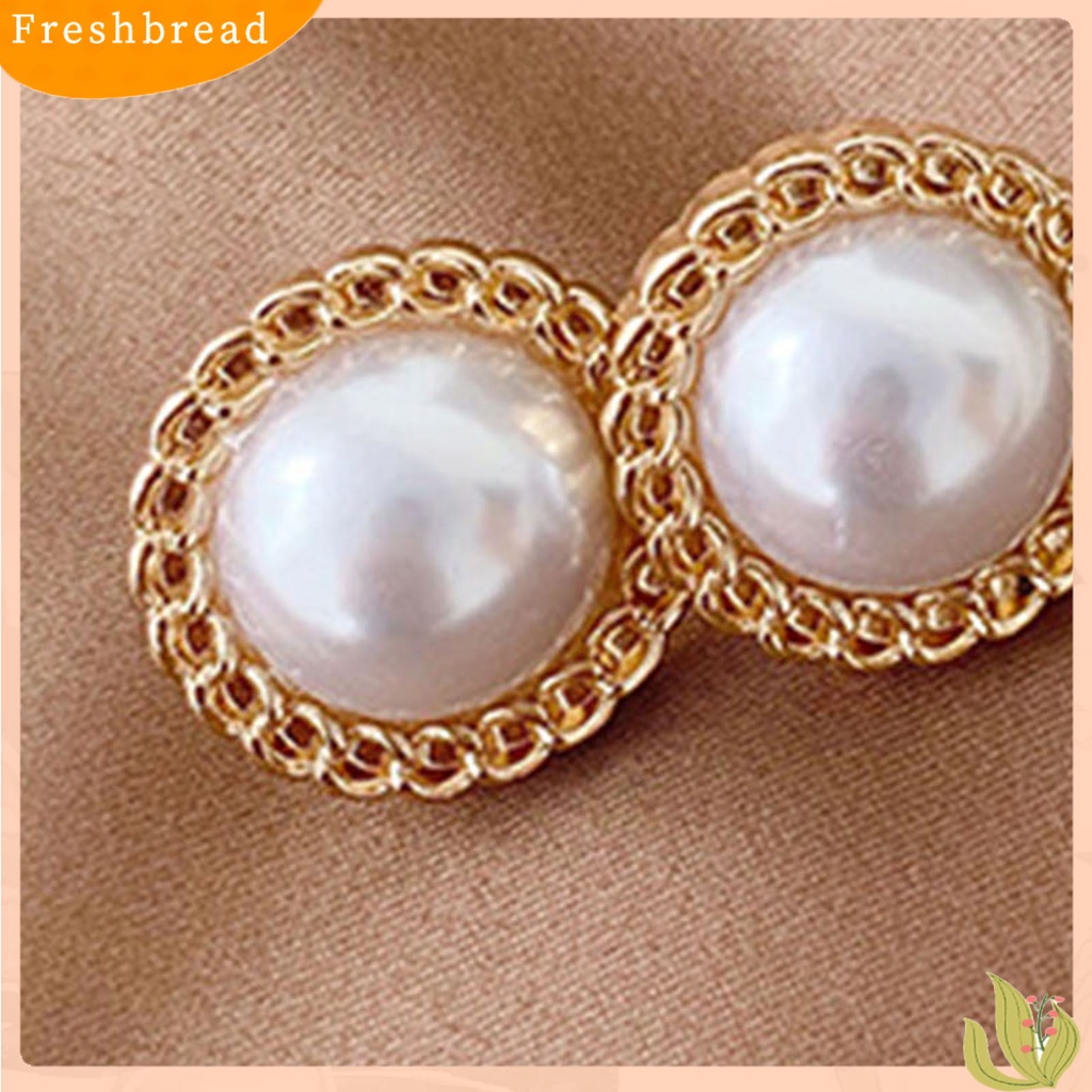 &lt; Freshbread &gt; Lady Stud Earrings Mutiara Imitasi Geometris Berlian Imitasi Semua Cocok Anting Gadis Untuk Hadiah