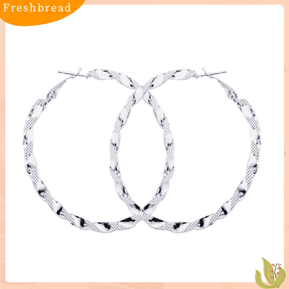 &lt; Freshbread &gt; Fashion Lady Berlebihan Memutar Anting Hoop Besar Wanita Lingkaran Menjuntai Perhiasan