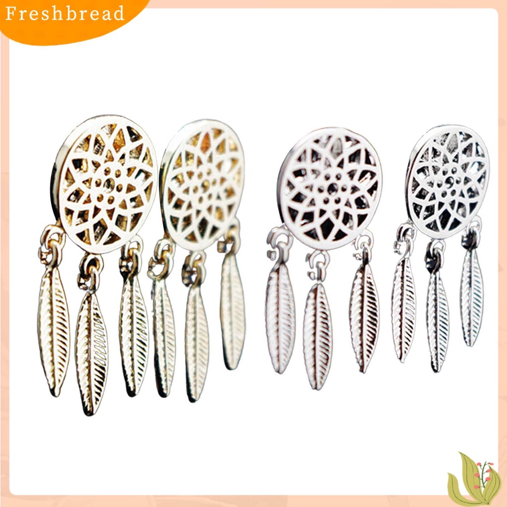 &lt; Freshbread &gt; Wanita Bohemia Penangkap Mimpi Berongga Drop Pendant Ear Stud Earrings Aksesori