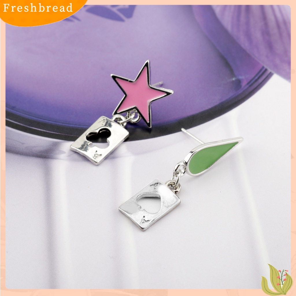 &lt; Freshbread &gt; Hunter Anime Cosplay Poker Joker Ear Stud Earring Untuk Aksesoris Perhiasan Hisoka