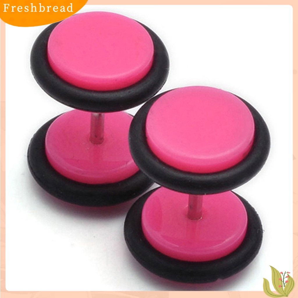 &lt; Freshbread &gt; 1pasang Pria Wanita Punk 8mm Dumbbell Gaya Stud Anting Tindik Perhiasan Charms