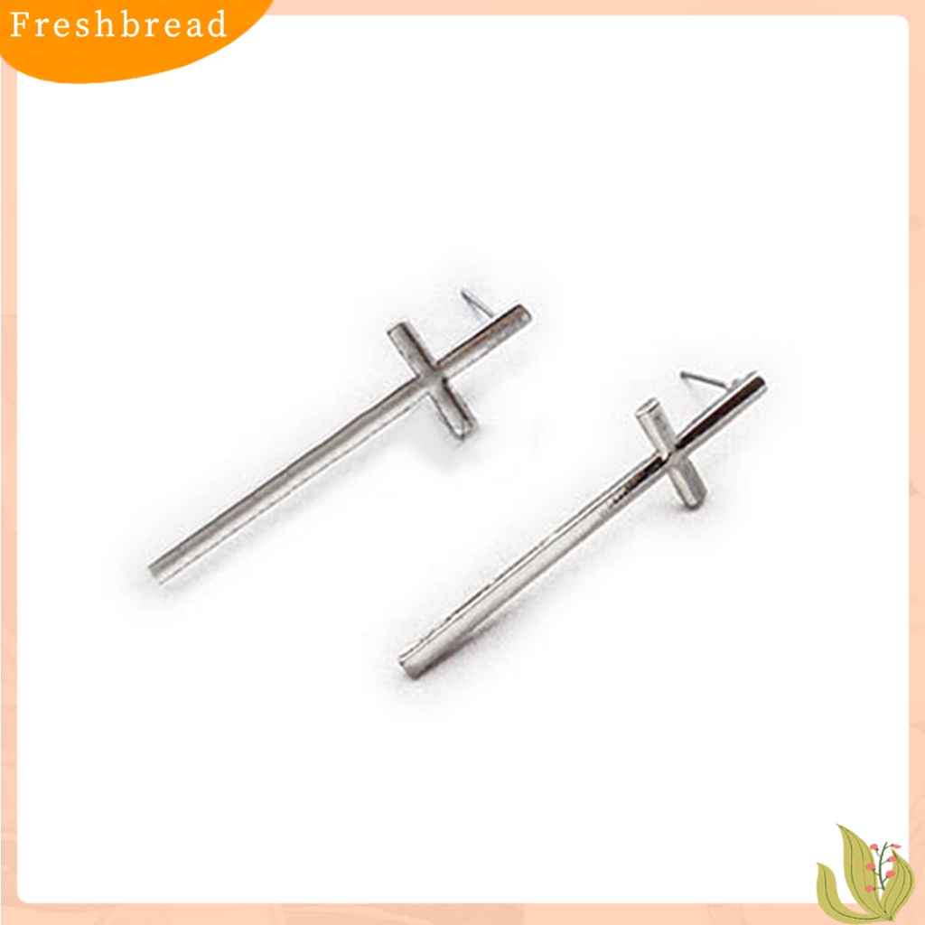 &lt; Freshbread &gt; Unisex Vintage Rock Punk Gothic Pesona Anting Salib Pecinta Ear Studs Hadiah