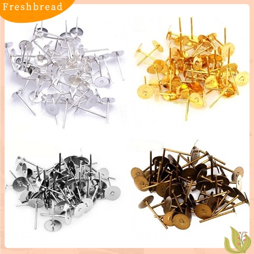 &lt; Freshbread &gt; 200 Pcs Besi Flat Earring Earrings Post Stud Membuat Perhiasan Temuan Aksesoris