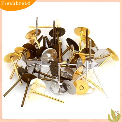 &lt; Freshbread &gt; 200 Pcs Besi Flat Earring Earrings Post Stud Membuat Perhiasan Temuan Aksesoris