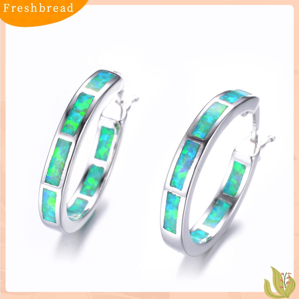 &lt; Freshbread &gt; Wanita Multicolor Faux Opal Hias Lingkaran Menjuntai Hoop Earrings Perhiasan Hadiah