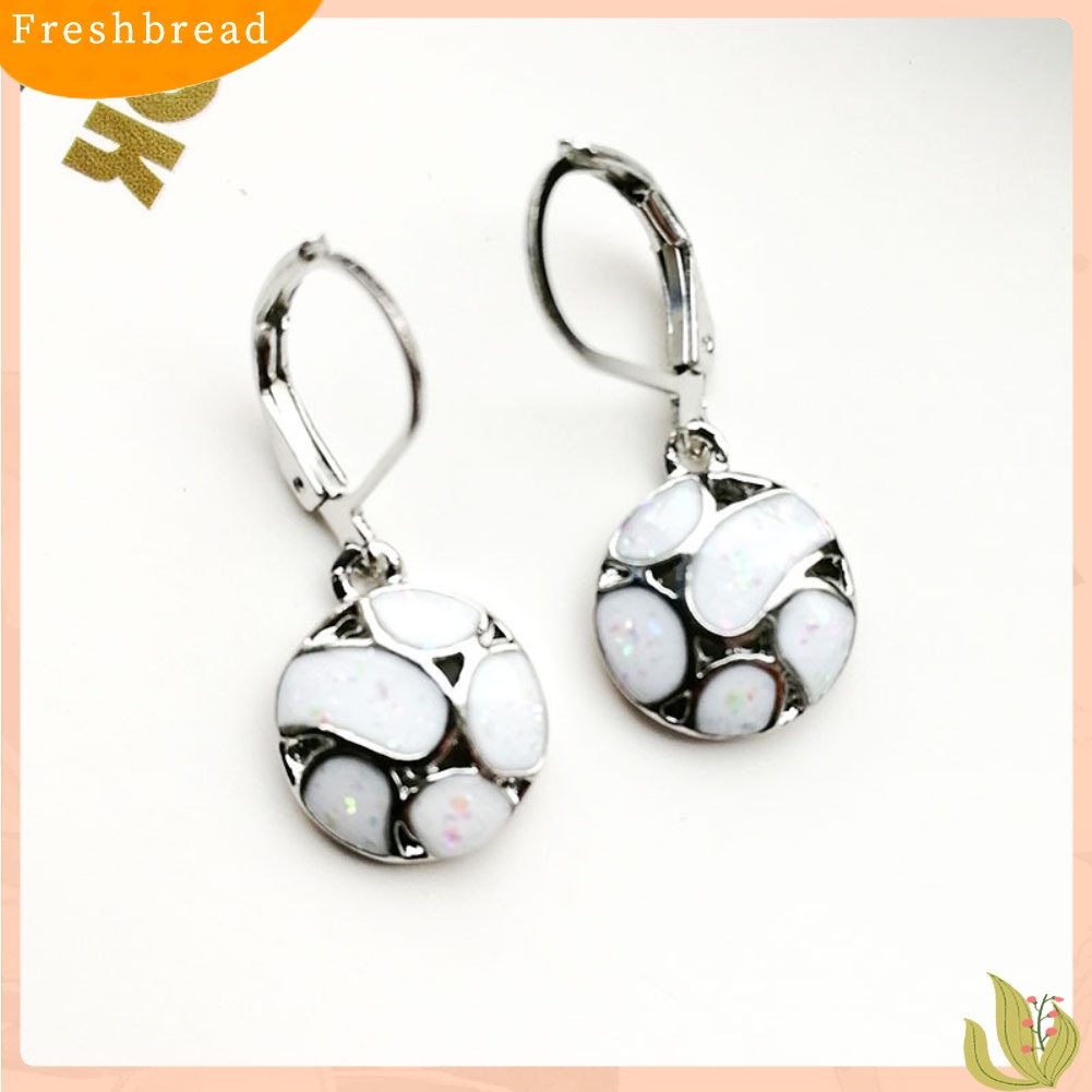 &lt; Freshbread &gt; Fashion Wanita Faux Opal Putaran Sepak Bola Menjuntai Leverback Earrings Perhiasan Hadiah