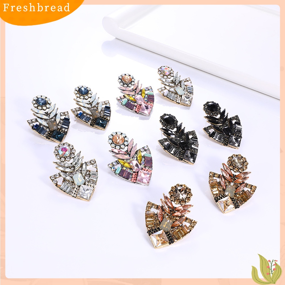 &lt; Freshbread &gt; Wanita Fashion Berlian Imitasi Berlebihan Bohemian Ear Stud Earrings Perhiasan Hadiah