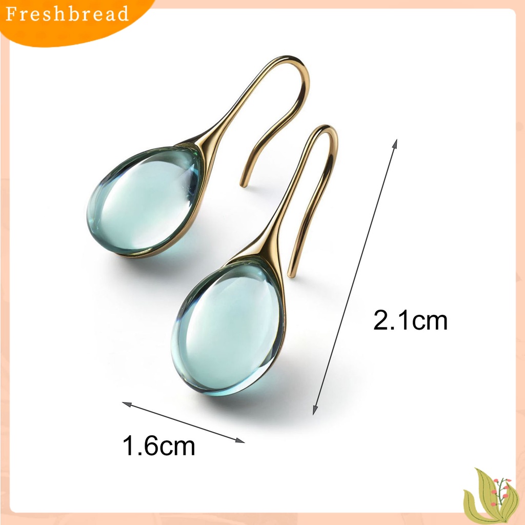 &lt; Freshbread &gt; 1pasang Anting Kait Perhiasan Berlian Imitasi Geometris Bentuk Oval Anting Drop Tahan Lama Untuk Pernikahan