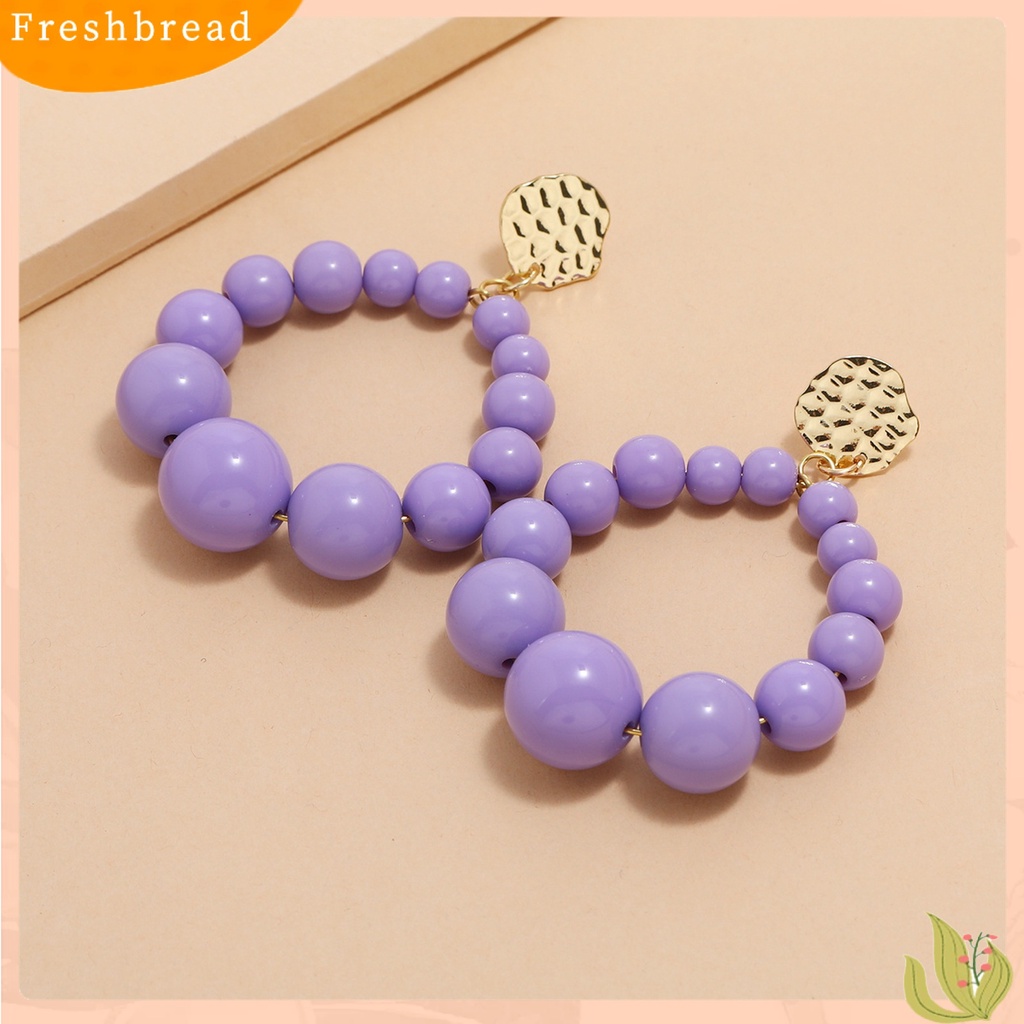 &lt; Freshbread &gt; 1pasang Anting Pejantan Bola Warna Vibrant Tekstur Berlebihan Full Color Daily Wear Manik-Manik Plastik Wanita Stud Earrings Pakaian Sehari-Hari