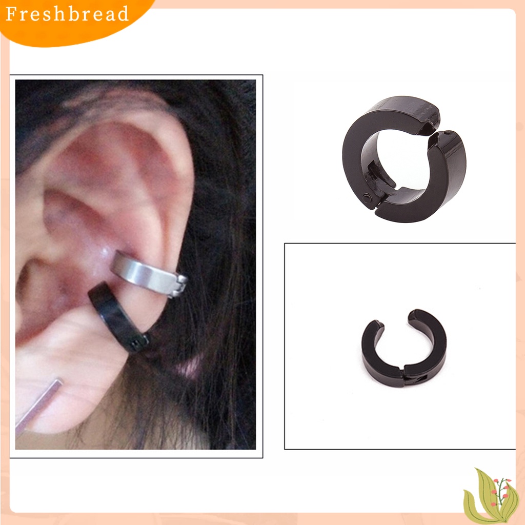 &lt; Freshbread &gt; 1pc Anting Klip Gaya Korea Warna Solid Anti Karat Punk Tahan Lama Hias Lingkaran Bulat Anti-Alergi Tanpa Tindik Lady Huggie Earrings Hadiah