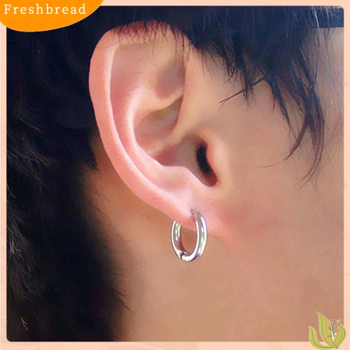 &lt; Freshbread &gt; 1Pc 16/21/23mm Gothic Punk Sederhana Baja Titanium Hoop Earring Tindik Anting