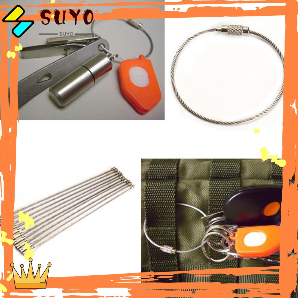 Suyo 10PCS Kawat Gantungan Kunci Camping Hiking Alat Stainless Steel