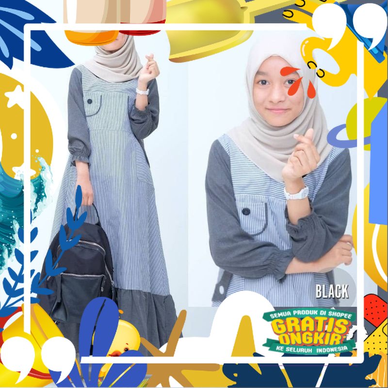 Mega04 Fashion - Winda Dress | Gamis Anak Tanggung | Baju ABG | Umur 12-17 tahun | Fashion Muslim | 
