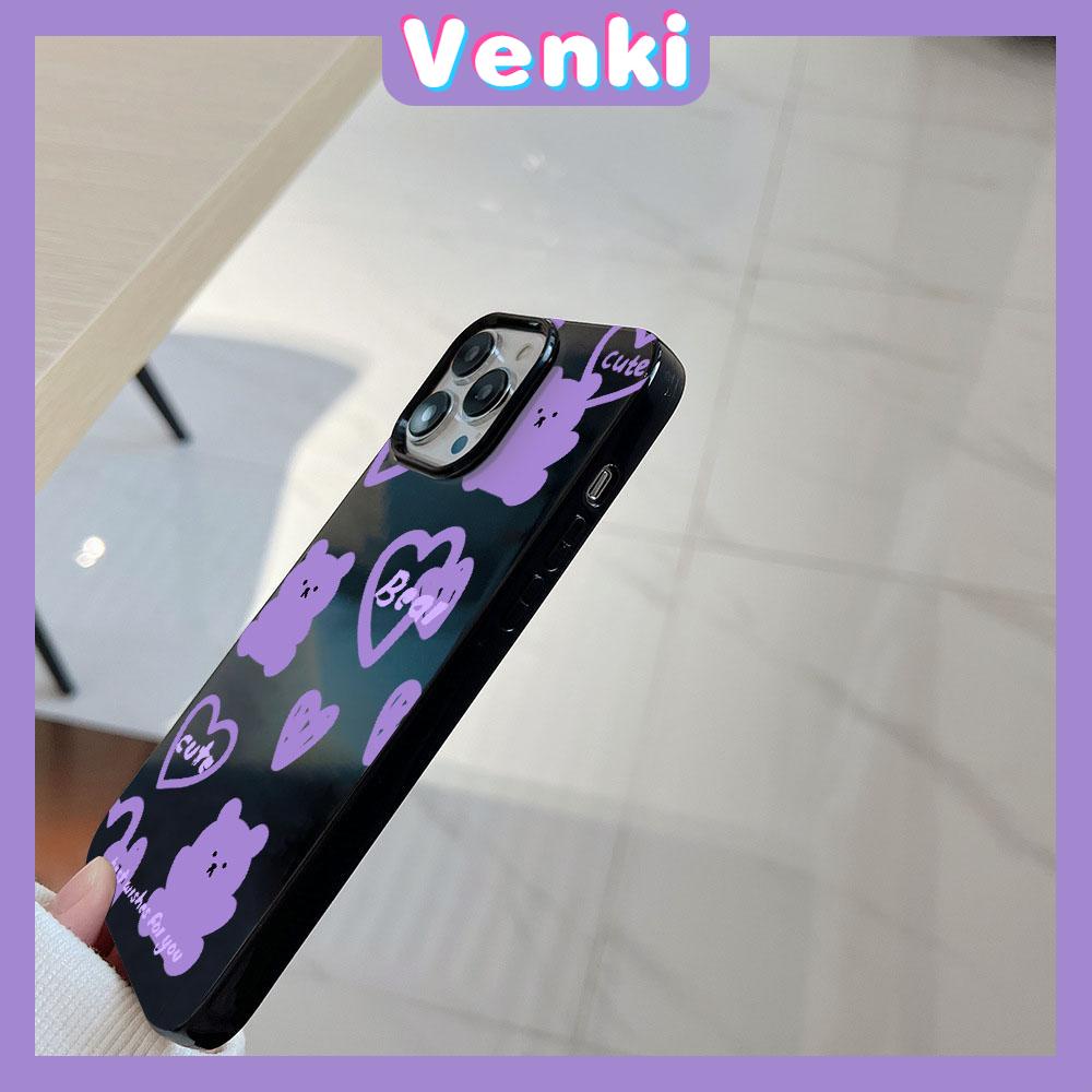 iPhone Case Soft TPU Glossy Black Candy Case Case Cute Cartoon Purple Bear Camera Protection Shockproof For iPhone 14 13 12 11 Pro Max 7 8 Plus X XR