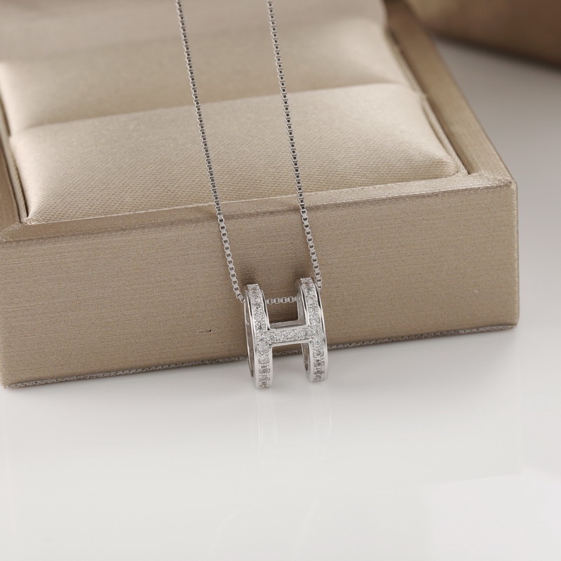 Wanita Fashion Huruf H Kalung Berlian Imitasi Alloy Necklace