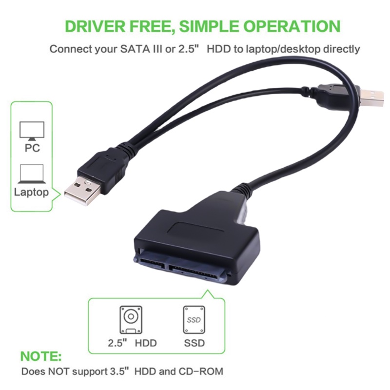 Adaptor Kabel USB 2.0 Ke SATA 6gbps Yang Baru Ditingkatkan 2.5 3.5 Inch Hardisk Disk HDD Adapter Cable Kompatibel Dengan Win98/ME /2000/XP/VISTA/Win7/Untuk MAC Os9.X/10.X/linux