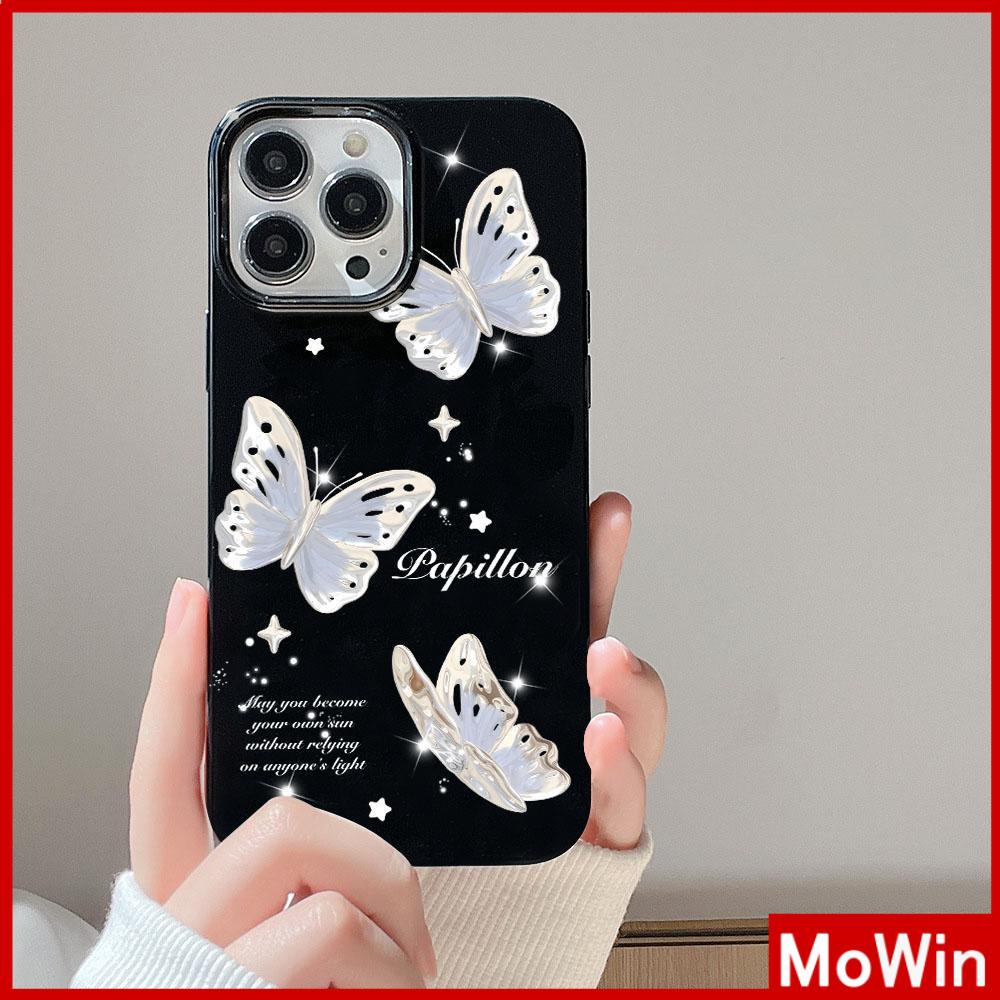 For iPhone 14 Pro Max iPhone Case Black Glossy TPU Soft Case Shockproof Protection Camera Cute Shiny Butterfly Compatible with iPhone 13 Pro max 12 Pro Max 11 xr xs max 7Plus 8Plus