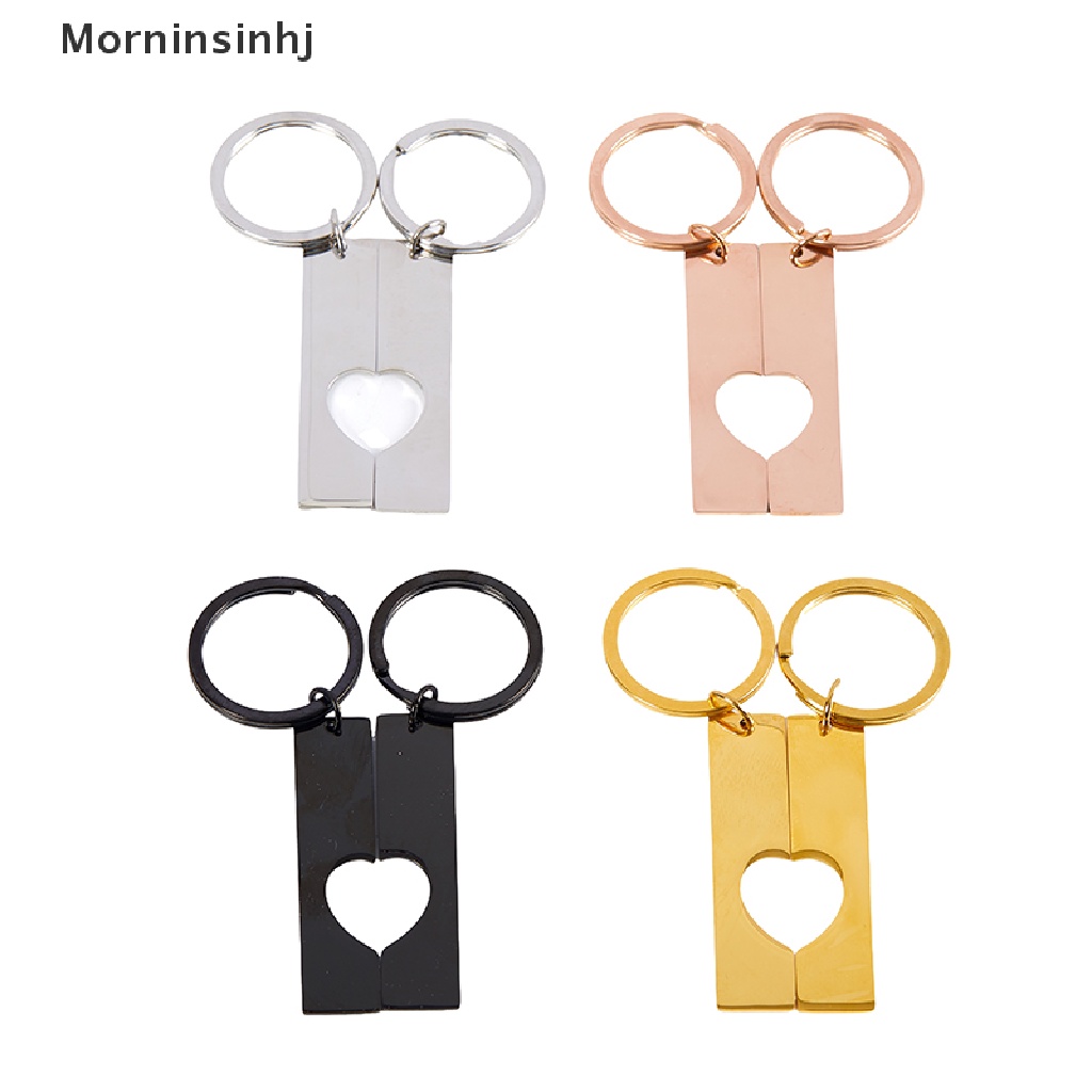 Mornin 2PCS Stainless Steel Puzzle Keychain Splice Love Gantungan Kunci Untuk Mengukir Logam Jig Keychain Tinggi Dipoles Cermin Dipoles id