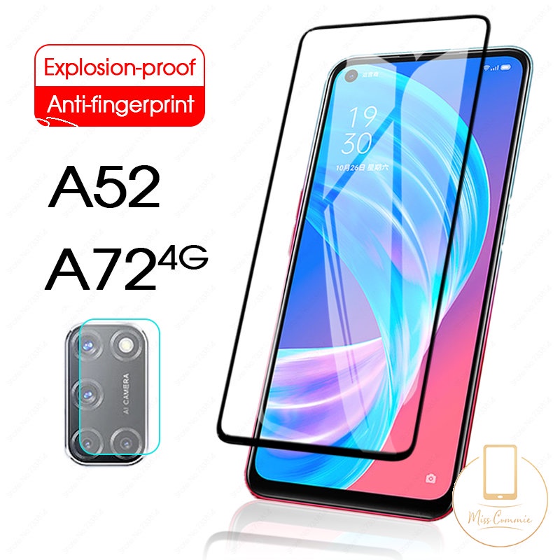 Oppo A57 A17 A17K A15 A74 A54 A1K A58 A78 A77s A16 A95 A96 A12 Reno 8 8T 7Z 57 6 2in1 Screen Protector Pelindung Layar Lensa Kamera Tempered Glass