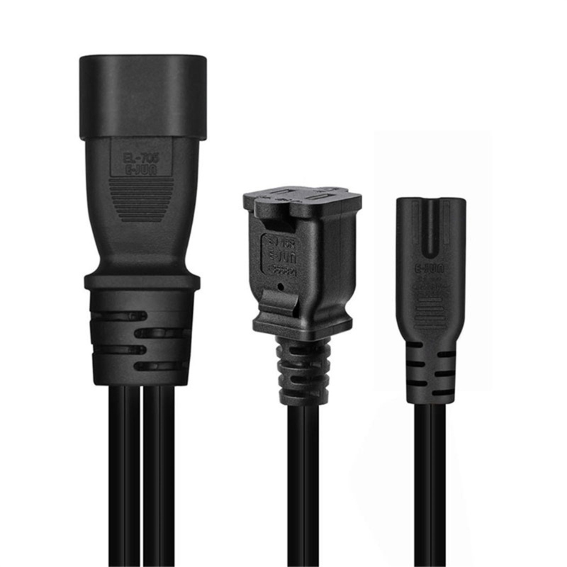 Zzz 1ft IEC C14 Male Plug to C7+1-15R Female Socket Y Split Power Extension Kabel