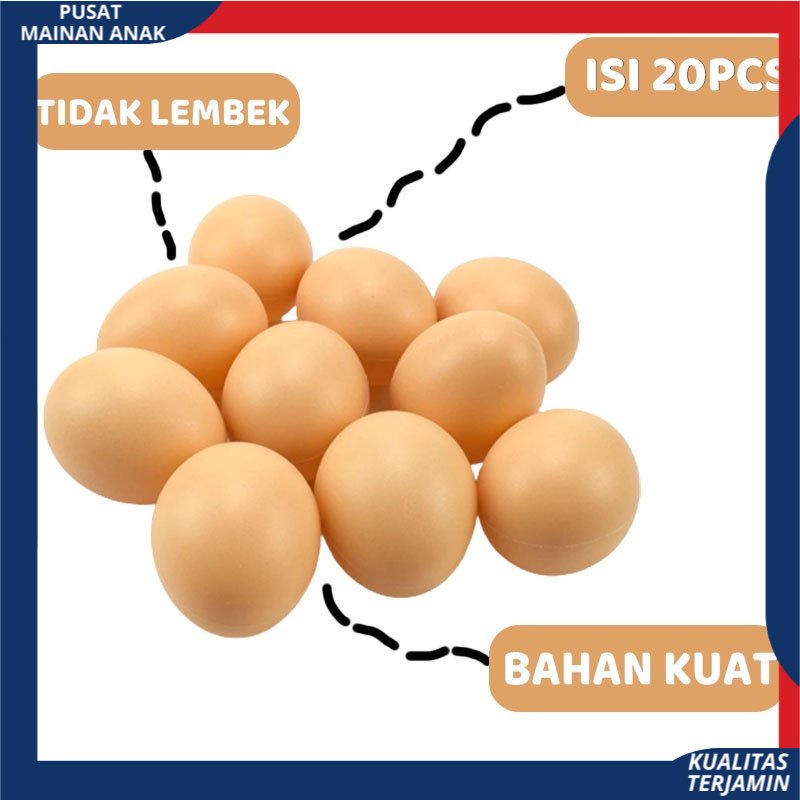 PROMO MAINAN ANAK TELUR AYAM TELUR TELURAN PLASTIK 1 PACK ISI 20 PCS / MAINAN MASAK MASAKAN SNI