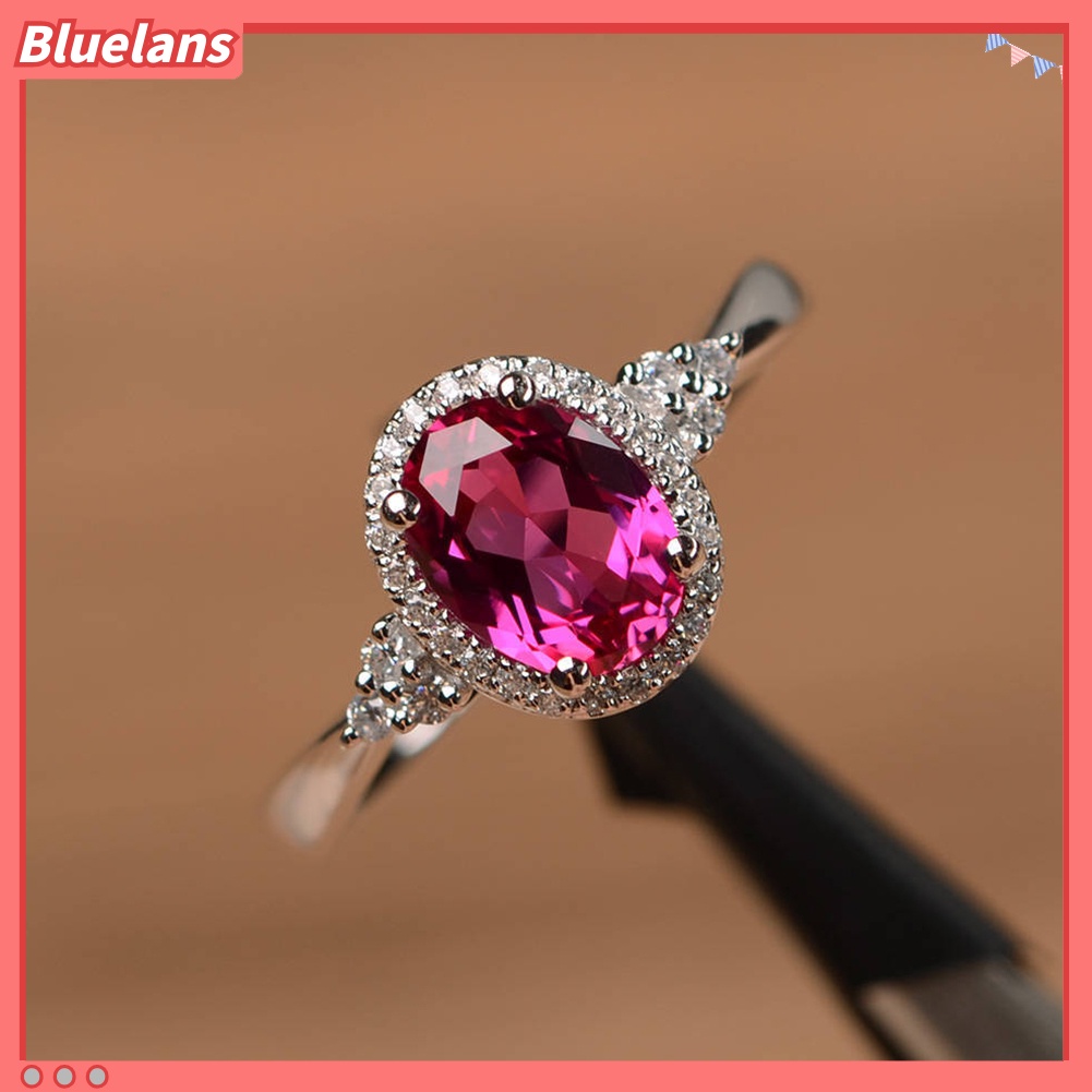 {In Stock} Fashion Wanita Oval Cubic Zirconia Jari Cincin Pernikahan Pertunangan Perhiasan Hadiah