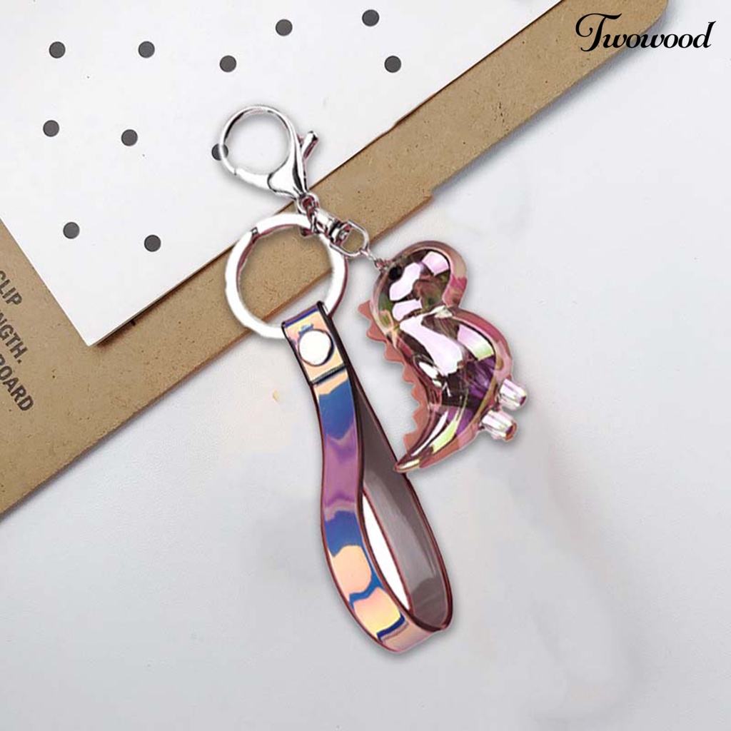 Twowood Key Holder Tiga Dimensi Electroplating Hewan Pengerjaan Indah Poles Menghias Liontin Lucu Imut Kartun Transparan Dinosaurus Gantungan Kunci Aksesori Mobil