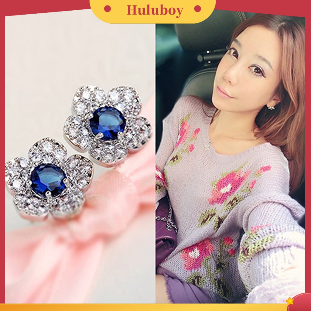 {Ready Stock} Anting Tusuk Bentuk Bunga Desain Alloy Menawan Berlian Imitasi Hias Ear Studs Untuk Wanita