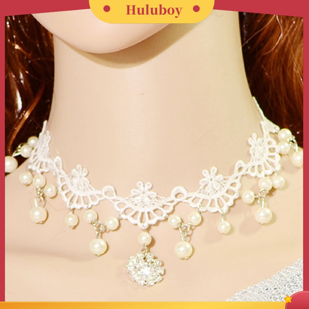 {Ready Stock} Kalung Hollow Mudah Dipakai Mutiara Imitasi Faux Pearl Sexy Gaya Rock Lace Choker Untuk Kehidupan Sehari-Hari