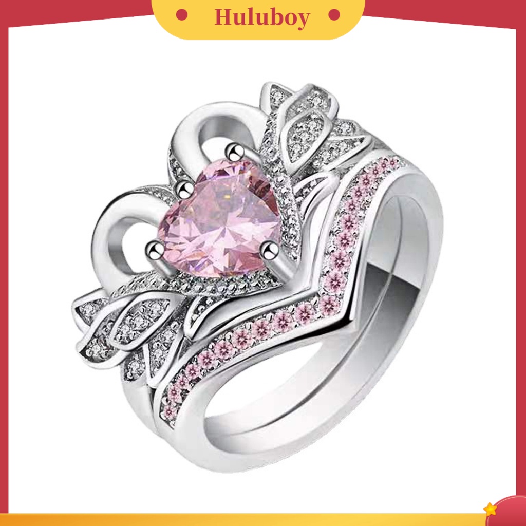 {Ready Stock} Sepasang Bentuk Angsa Wanita Cincin Cubic Zirconia Alloy Hati Hollow Shiny Finger Ring Perhiasan Aksesori