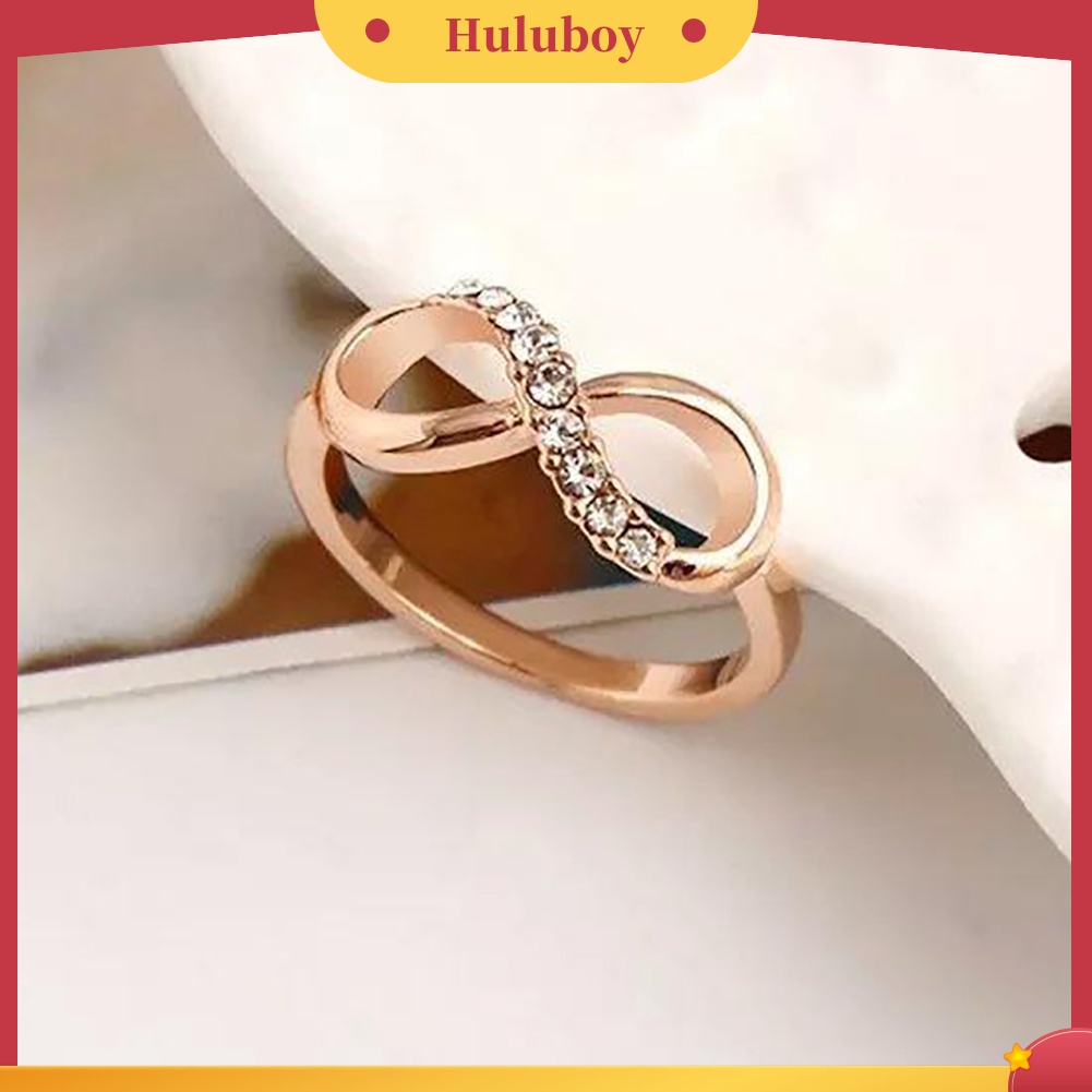 {Ready Stock} Mewah8 Infinity Zirkon Bertatahkan Cincin Pernikahan Pesta Malam Wanita Jari Perhiasan