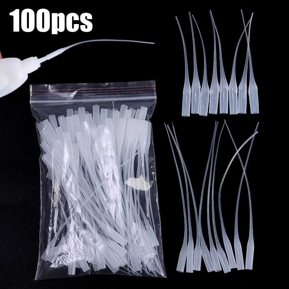 Lem Tangan Non Perekat Micro Nozzle 100Pcs Pipet Transparan Cocok Untuk 401dan502lem Presisi Aplicator Dropper Nozzle DIY Craft Dispensing Hose