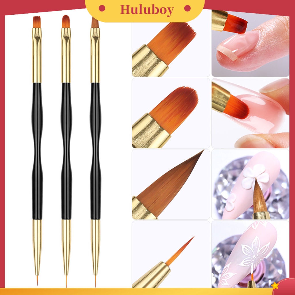 {In Stock} Nail Art Pen Dual Head Comfortable Grip Ergonomic Handle Ultra-light Aplikasi Lebar Dekoratif Sikat Kuku Plastik Lukisan Liner Pen Manicure Design Perlengkapan Kuku