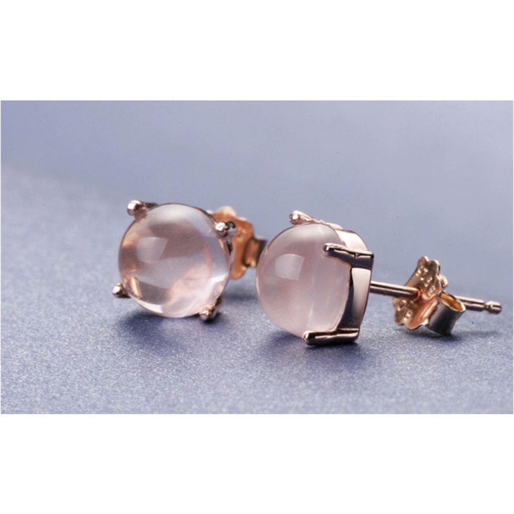 Goldkingdom Aksesoris Perhiasan Fashion Ready Stock Rose Gold Stud Perempuan Versi Korea Sederhana Hibiscus Batu Stud