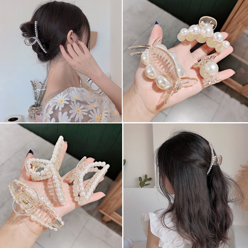 Klip Hiu Akrilik Retro Baru Versi Korea Klip Mutiara Gadis Fashion Aksesoris Rambut