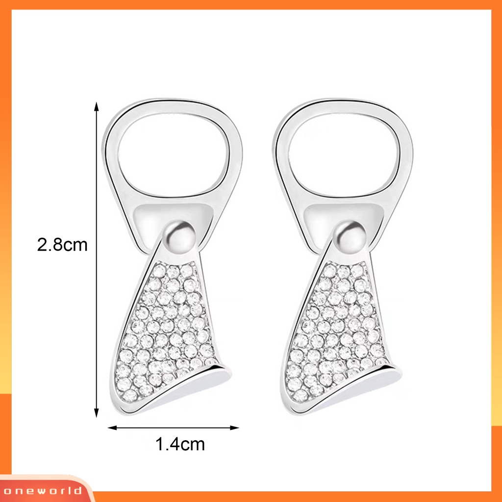 [OWR] 1pasang Wanita Anting Geometris Berlian Imitasi Menawan Pengerjaan Halus Berkilau Berdandan Hypoallergenic Toples Tarik Cincin Kreatif Stud Earrings Perhiasan Aksesori