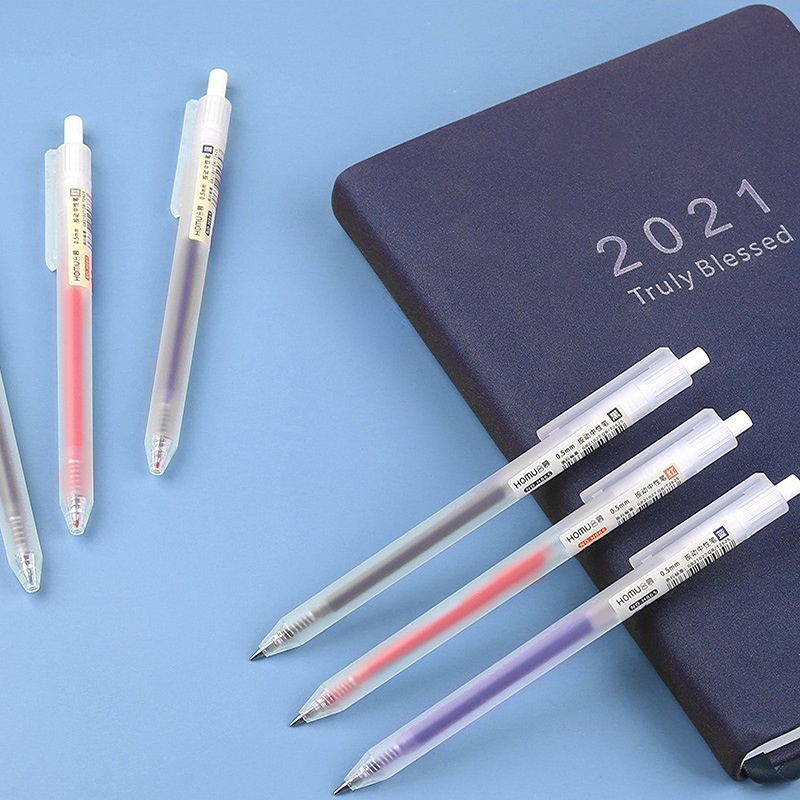 3-warna Push Neutral Pen Pulpen Tulisan Siswa Alat Tulis Pena Tanda Tangan Kantor Bisnis Umum 0.5mm Retractable Gel Pen